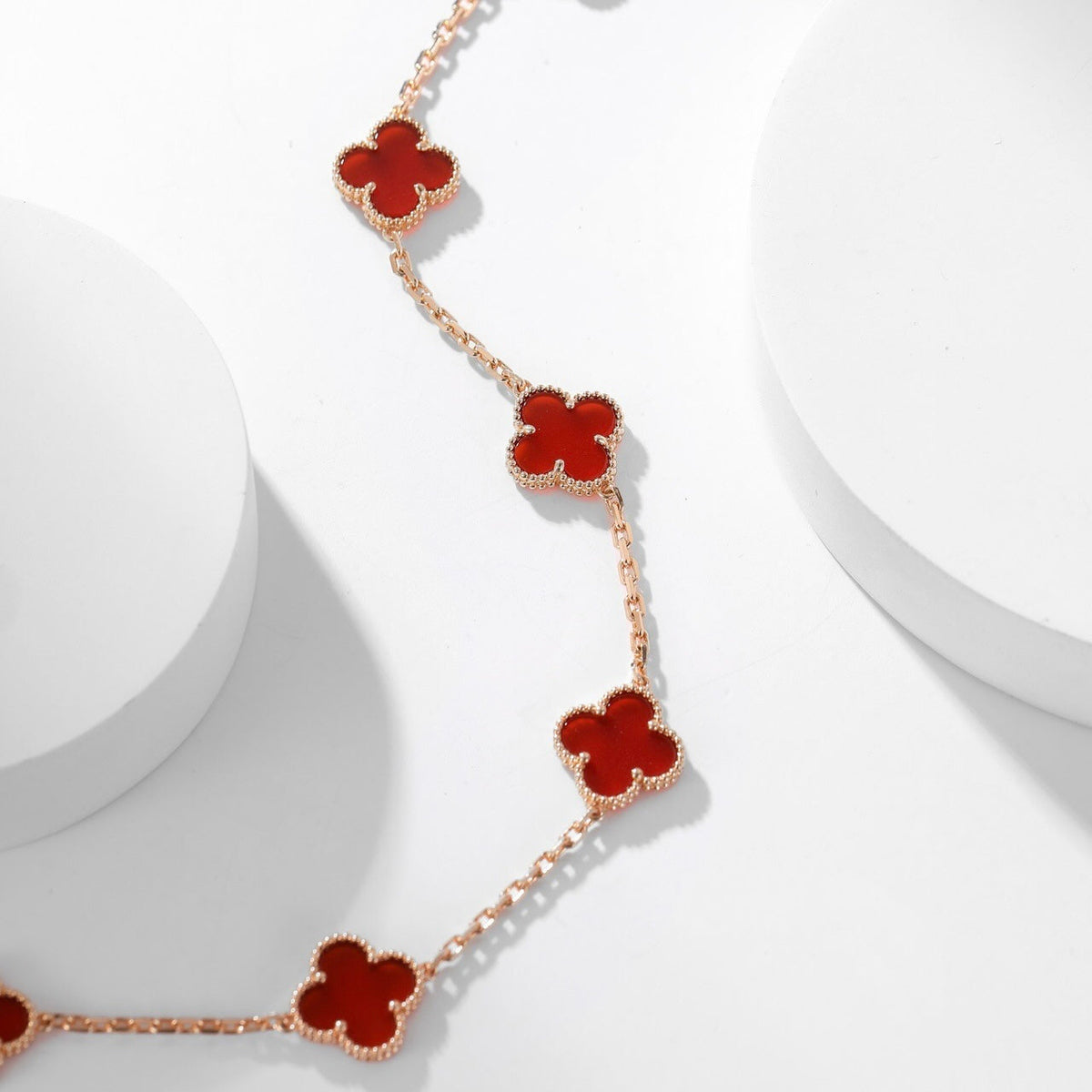 [⭐DORISW] CLOVER 10 MOTIFS CARNELIAN NECKLACE