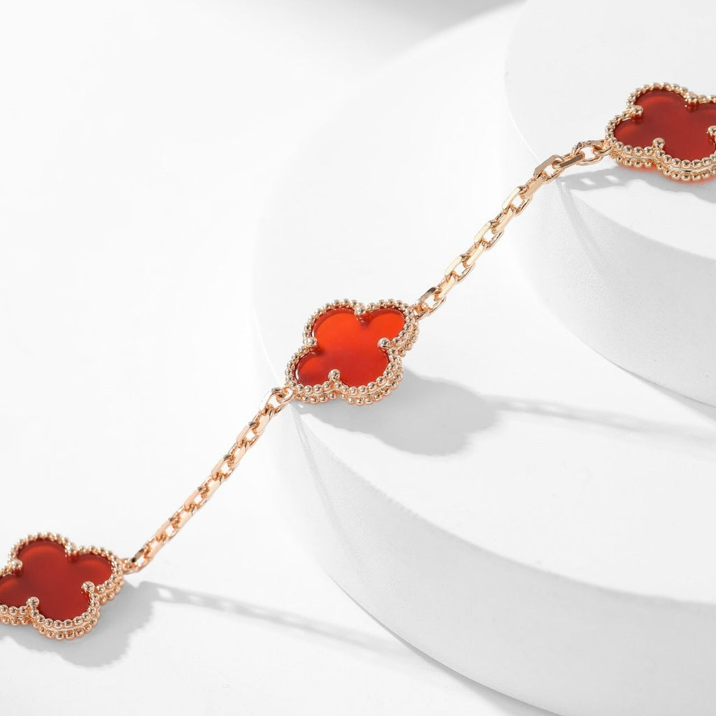 [⭐DORISW] CLOVER 10 MOTIFS CARNELIAN NECKLACE