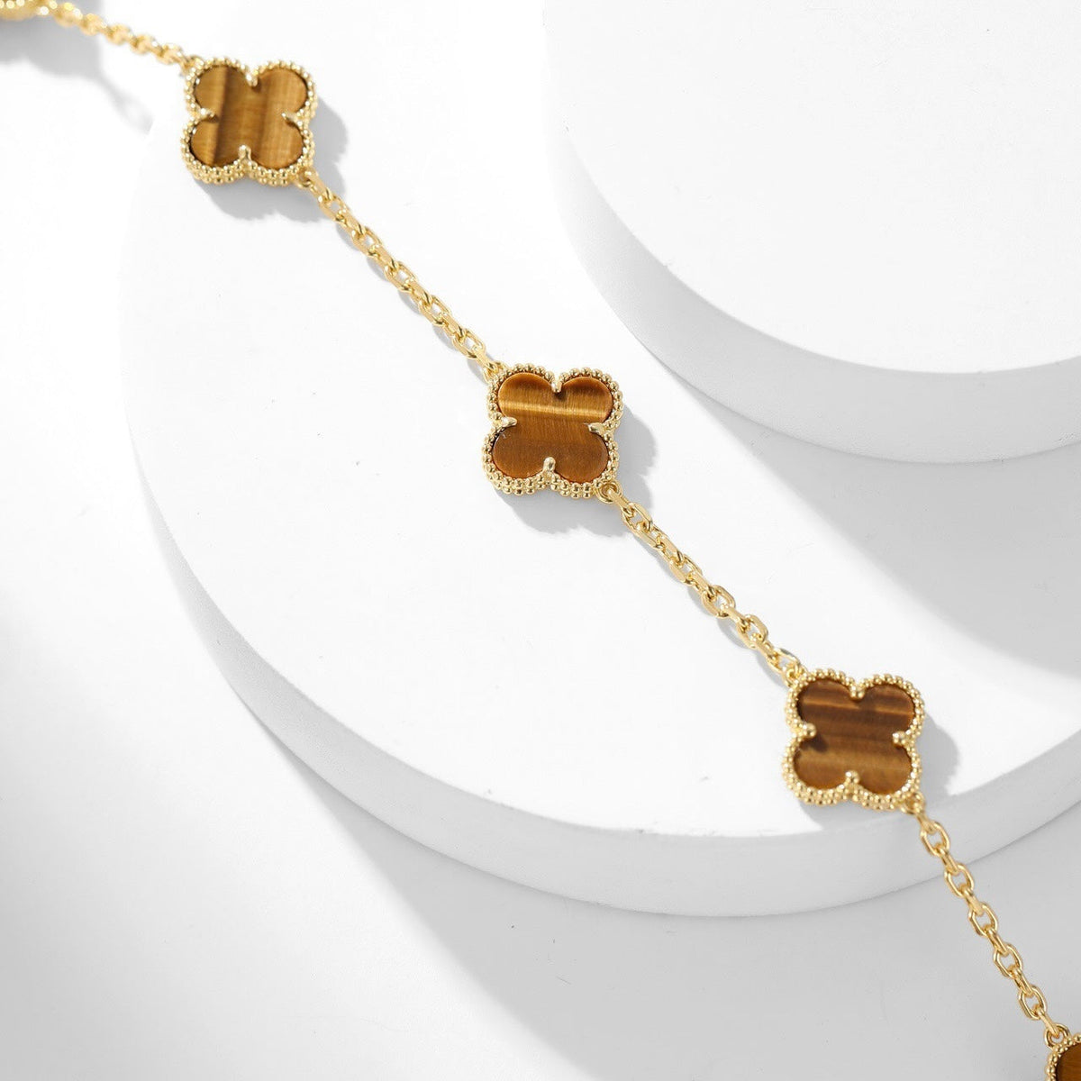 [⭐DORISW] CLOVER 10 MOTIFS TIGER EYE NECKLACE