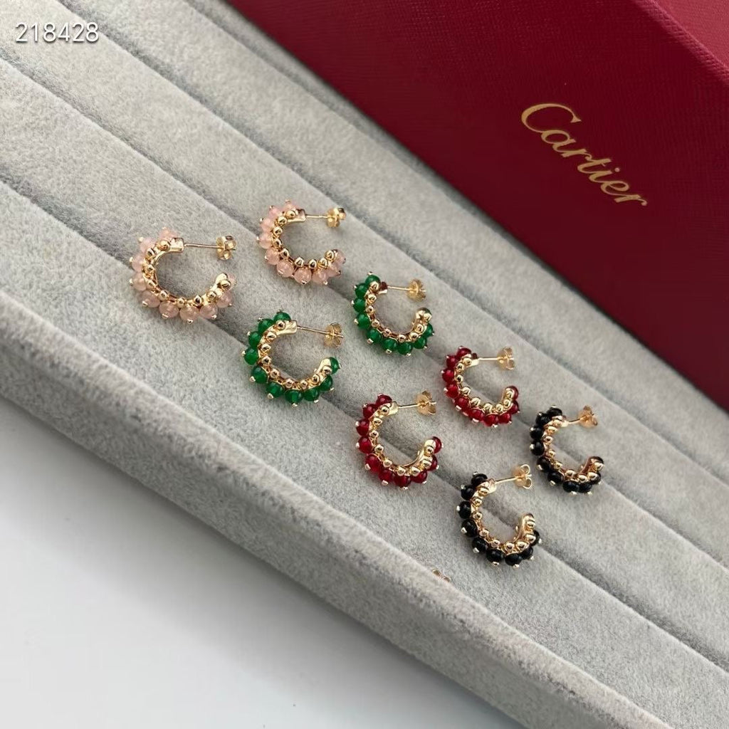 [[⭐DORISW] ] NEW COLORED GEMSTONE COLLECTION SMALL HOOP EARRINGS