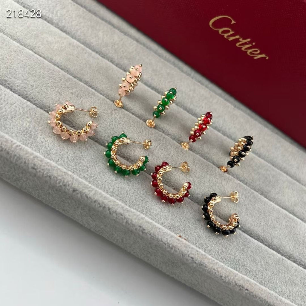 [[⭐DORISW] ] NEW COLORED GEMSTONE COLLECTION SMALL HOOP EARRINGS