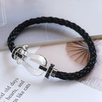 [⭐DORISW] FORCE LARGE HORSESHOE BLACK DIAMOND BRACELET SILVER