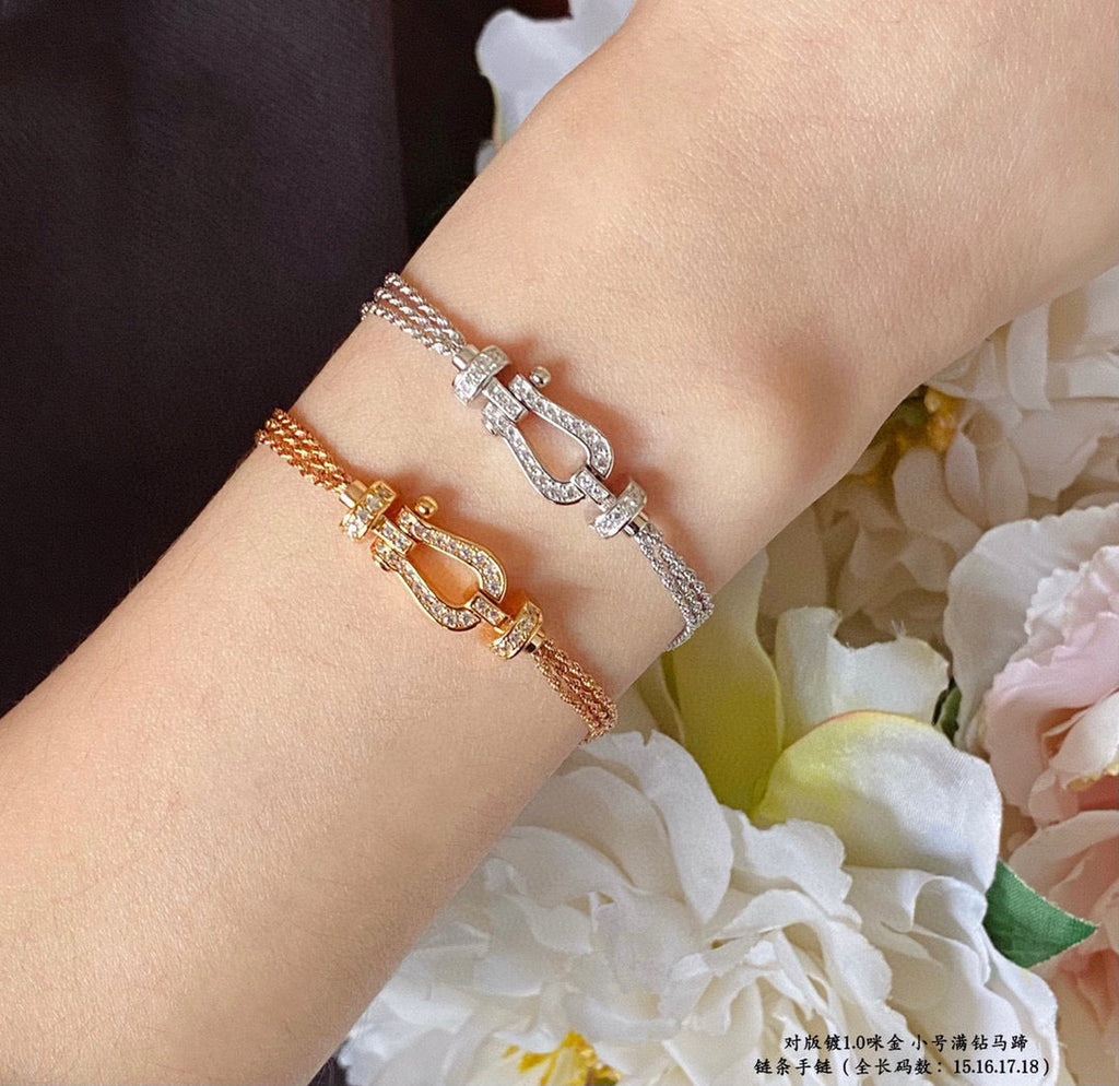 [⭐DORISW] FORCE SMALL HORSESHOE  DIAMOND CHAIN ROPE BRACELET
