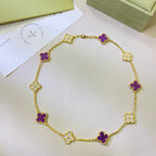 [⭐DORISW] KLEEBATT 10 MOTIVE LILA VIOLETT DIAMANT-HALSKETTE