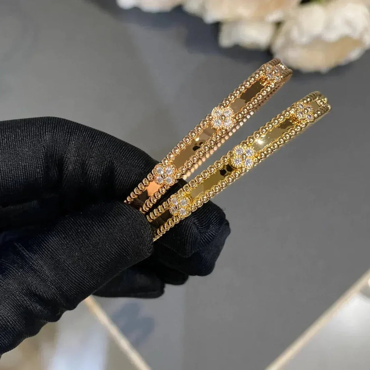 [⭐DORISW] KLEEBATT-ARMBAND 4MM DIAMANTEN