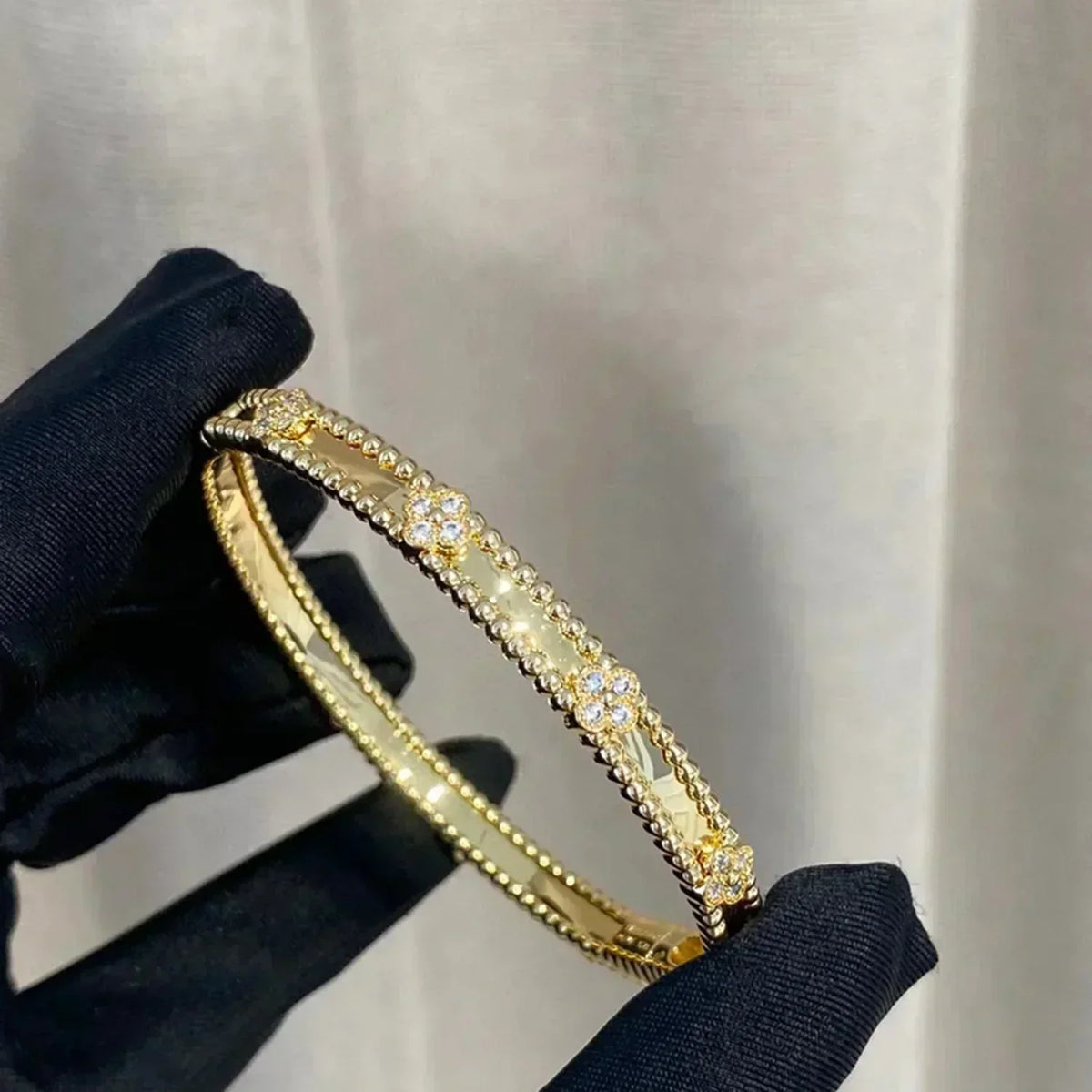 [⭐DORISW] KLEEBATT-ARMBAND 4MM DIAMANTEN