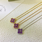 [⭐DORISW] CLOVER 15MM DIAMANT-HALSKETTE VIOLETT PURPUR