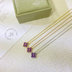 [⭐DORISW] CLOVER 15MM DIAMANT-HALSKETTE VIOLETT PURPUR