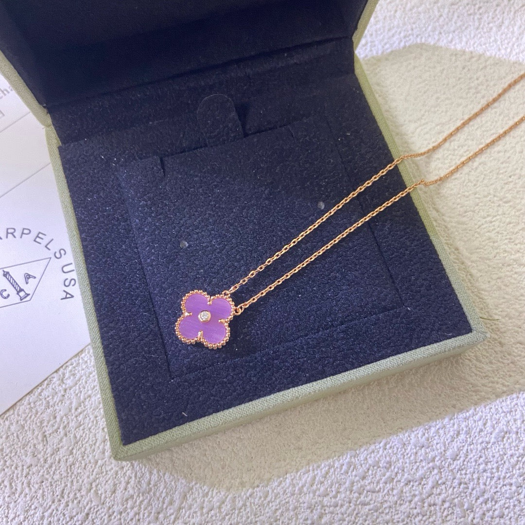 [⭐DORISW] CLOVER 15MM DIAMANT-HALSKETTE VIOLETT PURPUR