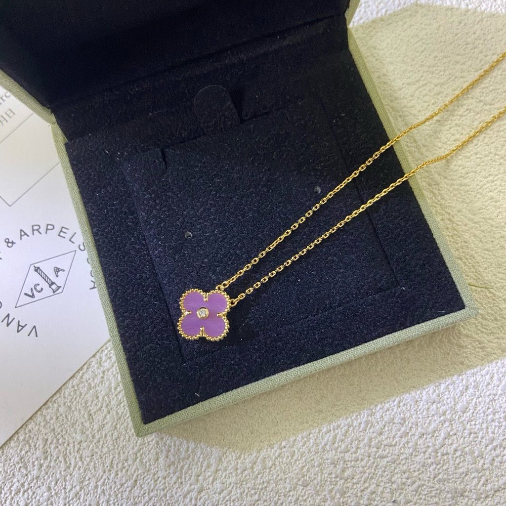 [⭐DORISW] CLOVER 15MM DIAMANT-HALSKETTE VIOLETT PURPUR