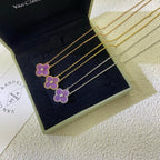 [⭐DORISW] CLOVER 15MM DIAMANT-HALSKETTE VIOLETT PURPUR