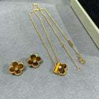 [⭐DORISW] CLOVER 15MM DIAMANT UND GELBES TIGERAUGE-ACHAT Halskette