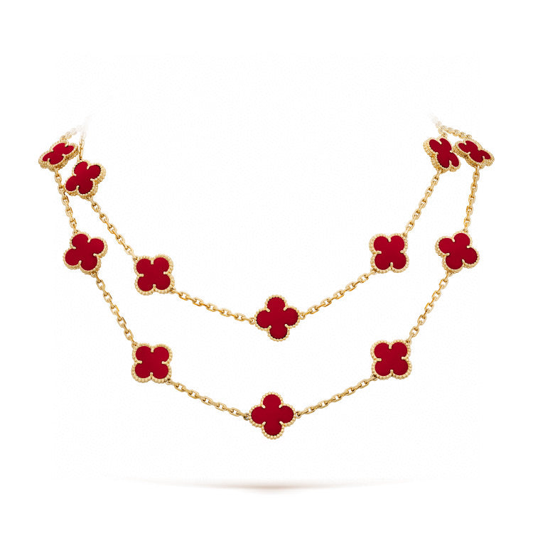 [⭐DORISW] CLOVER 20 MOTIFS CARNELIAN NECKLACE