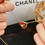[⭐DORISW] LUCKY  CARNELIANS LADYBUG NECKLACE