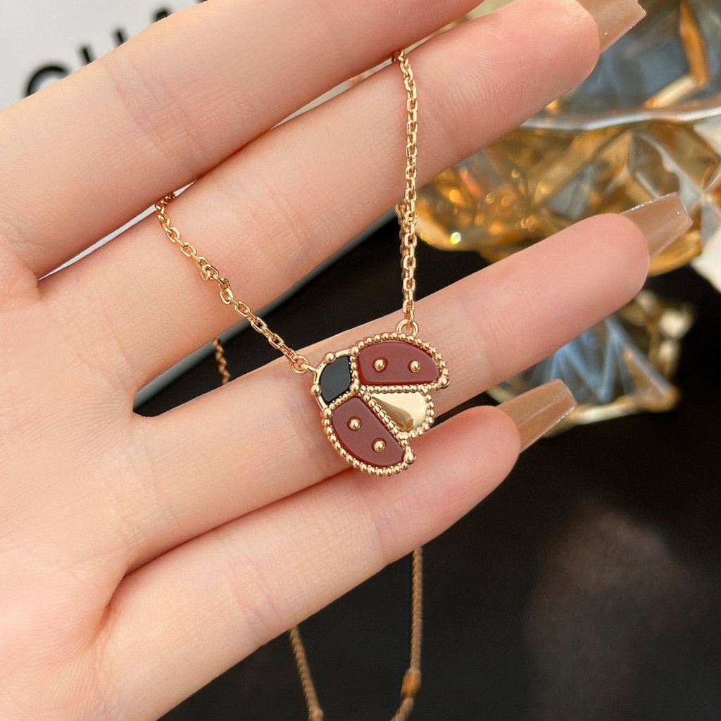 [⭐DORISW] LUCKY  CARNELIANS LADYBUG NECKLACE