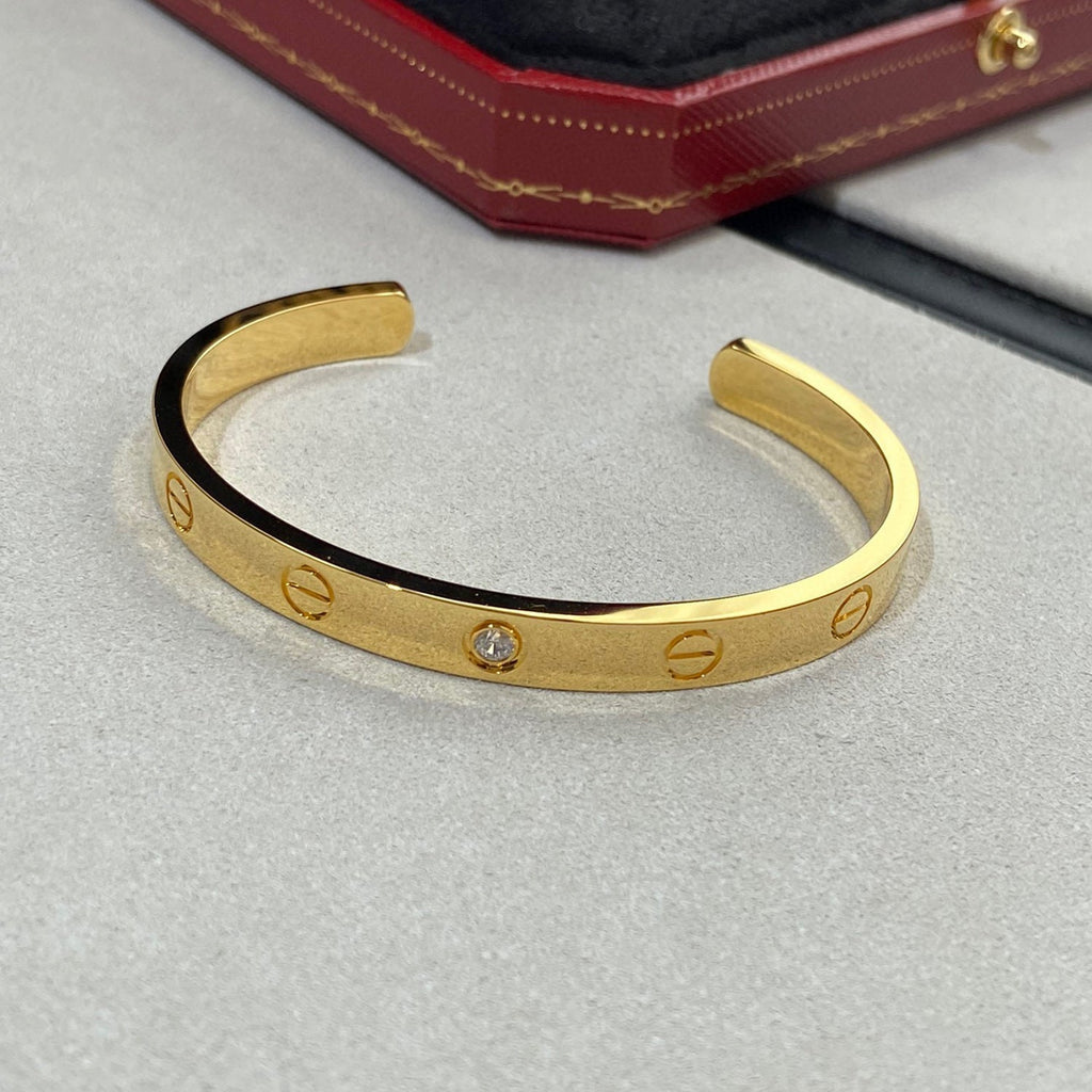 [⭐DORISW] LOVE BRACELET 6.1MM 1 DIAMOND OPEN CUFF