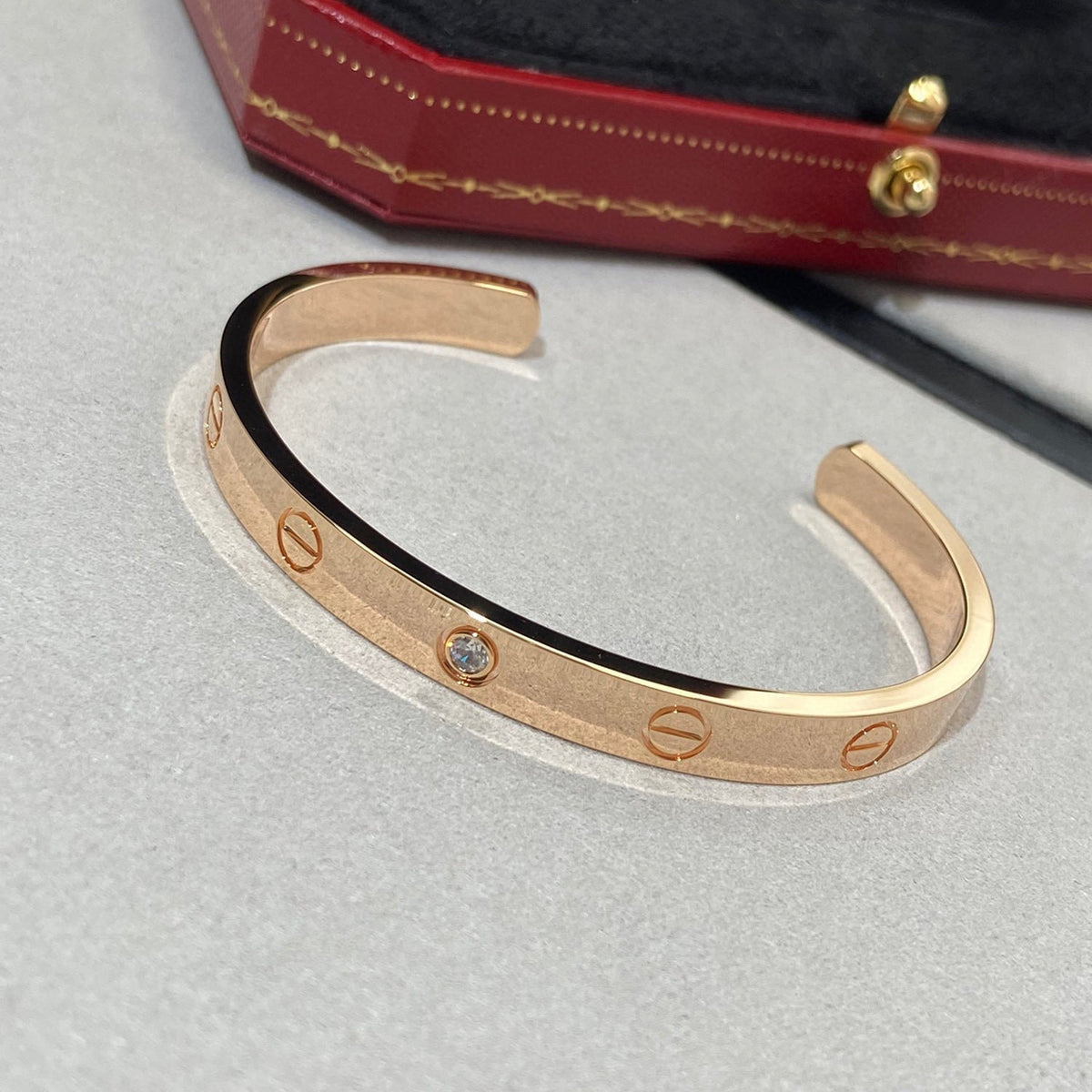 [⭐DORISW] LOVE BRACELET 6.1MM 1 DIAMOND OPEN CUFF