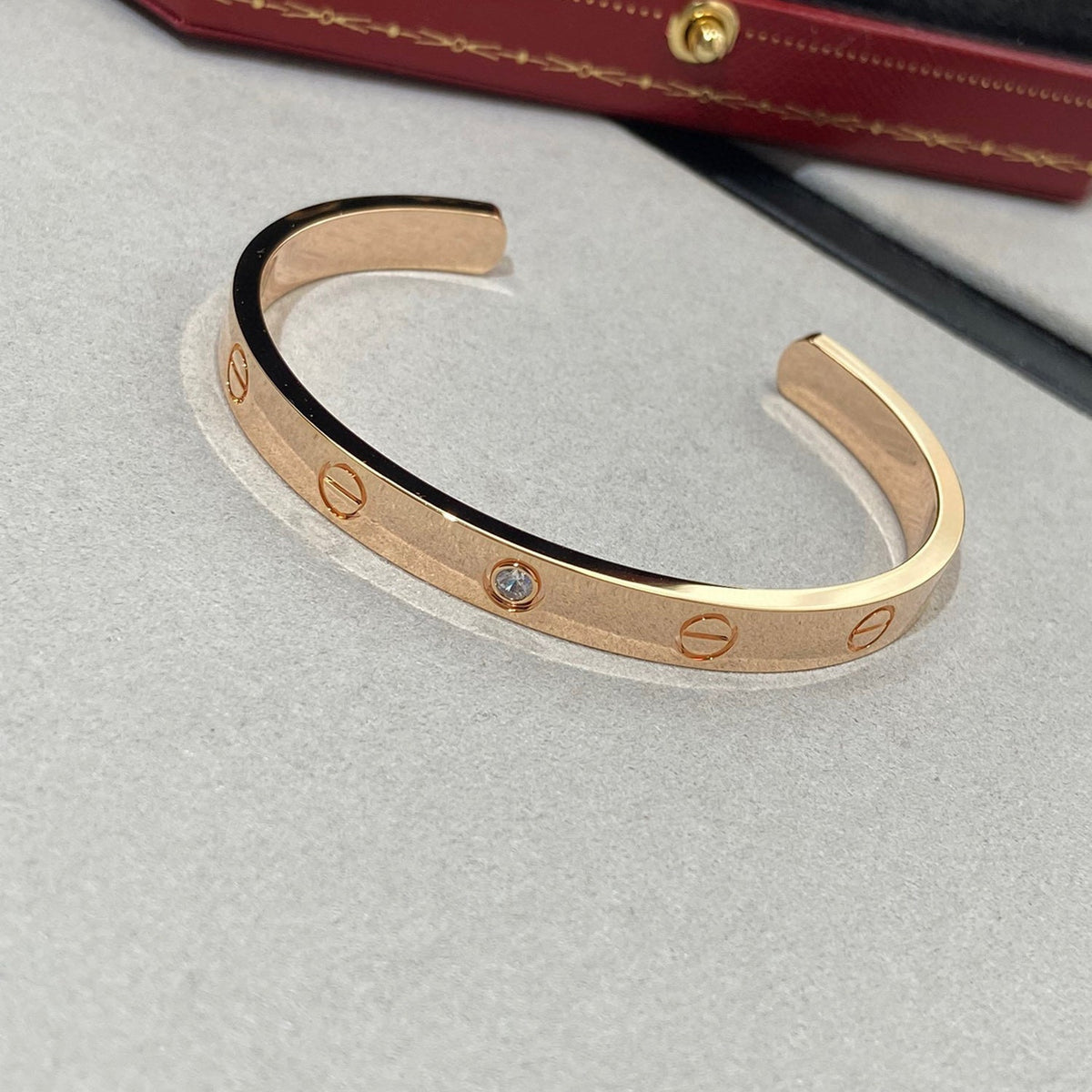 [⭐DORISW] LOVE BRACELET 6.1MM 1 DIAMOND OPEN CUFF