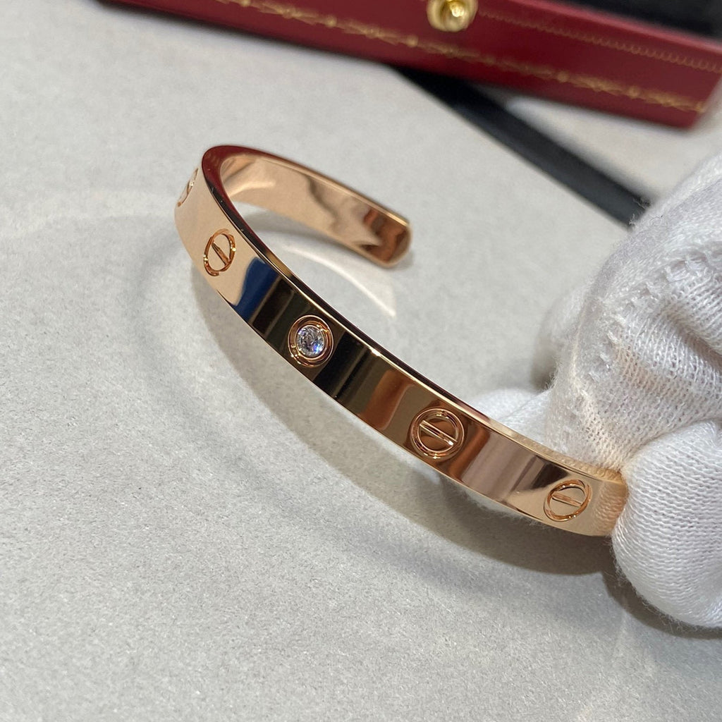 [⭐DORISW] LOVE BRACELET 6.1MM 1 DIAMOND OPEN CUFF
