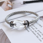 [⭐DORISW] FORCE LARGE HORSESHOE BLACK DIAMOND BRACELET SILVER