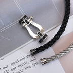 [⭐DORISW] FORCE LARGE HORSESHOE BLACK DIAMOND BRACELET SILVER