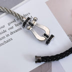 [⭐DORISW] FORCE LARGE HORSESHOE BLACK DIAMOND BRACELET SILVER