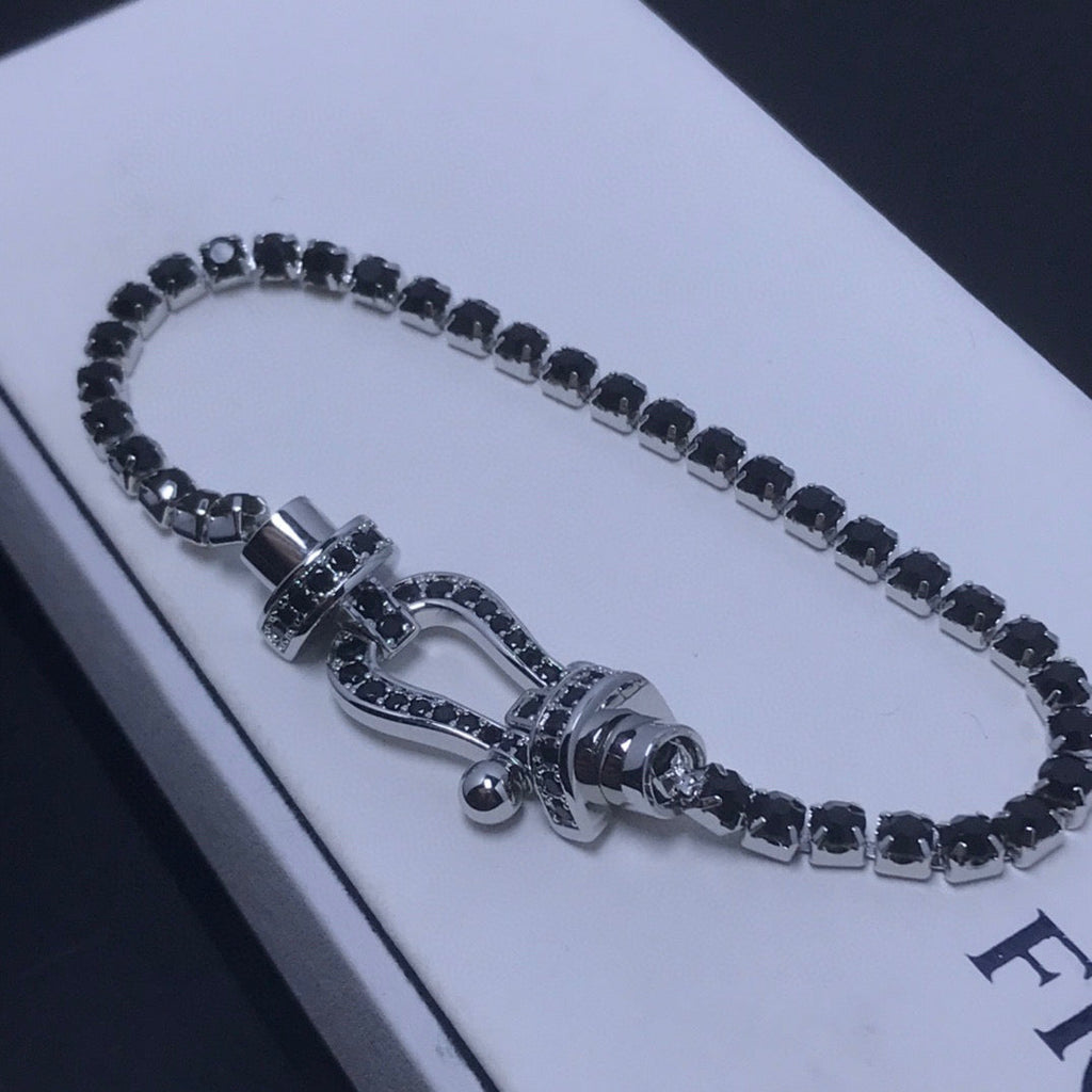[⭐DORISW] FORCE ラージホースシュー フルダイヤモンド テニスブレスレット