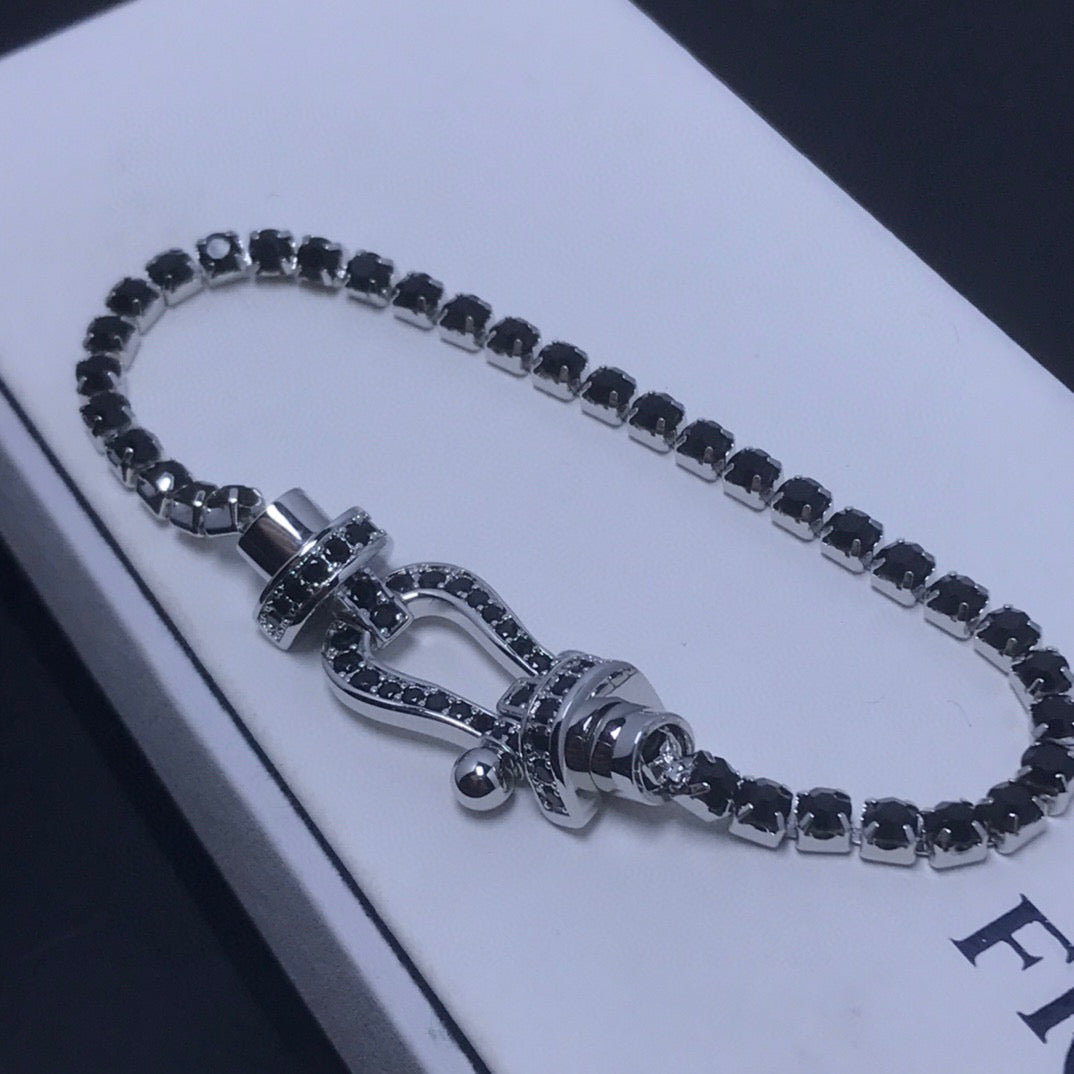 [⭐DORISW] FORCE ラージホースシュー フルダイヤモンド テニスブレスレット