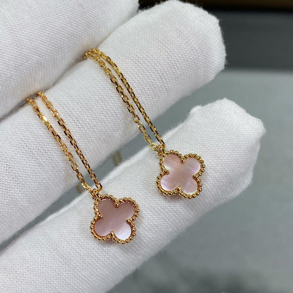[⭐DORISW] CLOVER 15MM ROSA PERLMUTT EINZELBLUMEN-HALSKETTE