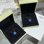 [⭐DORISW] CLOVER 15MM ダイヤモンド＆ブルーアゲート ネックレス