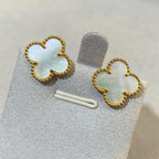 [[⭐DORISW] ] CLOVER LARGE (20mm) 1 MOTIFS WHITE MOP STUD EARRINGS