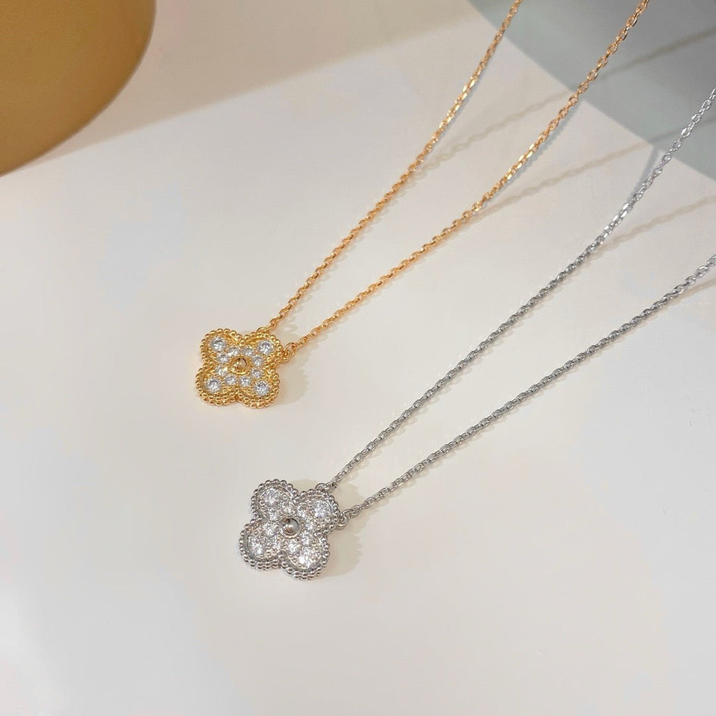 [⭐DORISW] CLOVER 15MM DIAMOND SINGLE FLOWER NECKLACE
