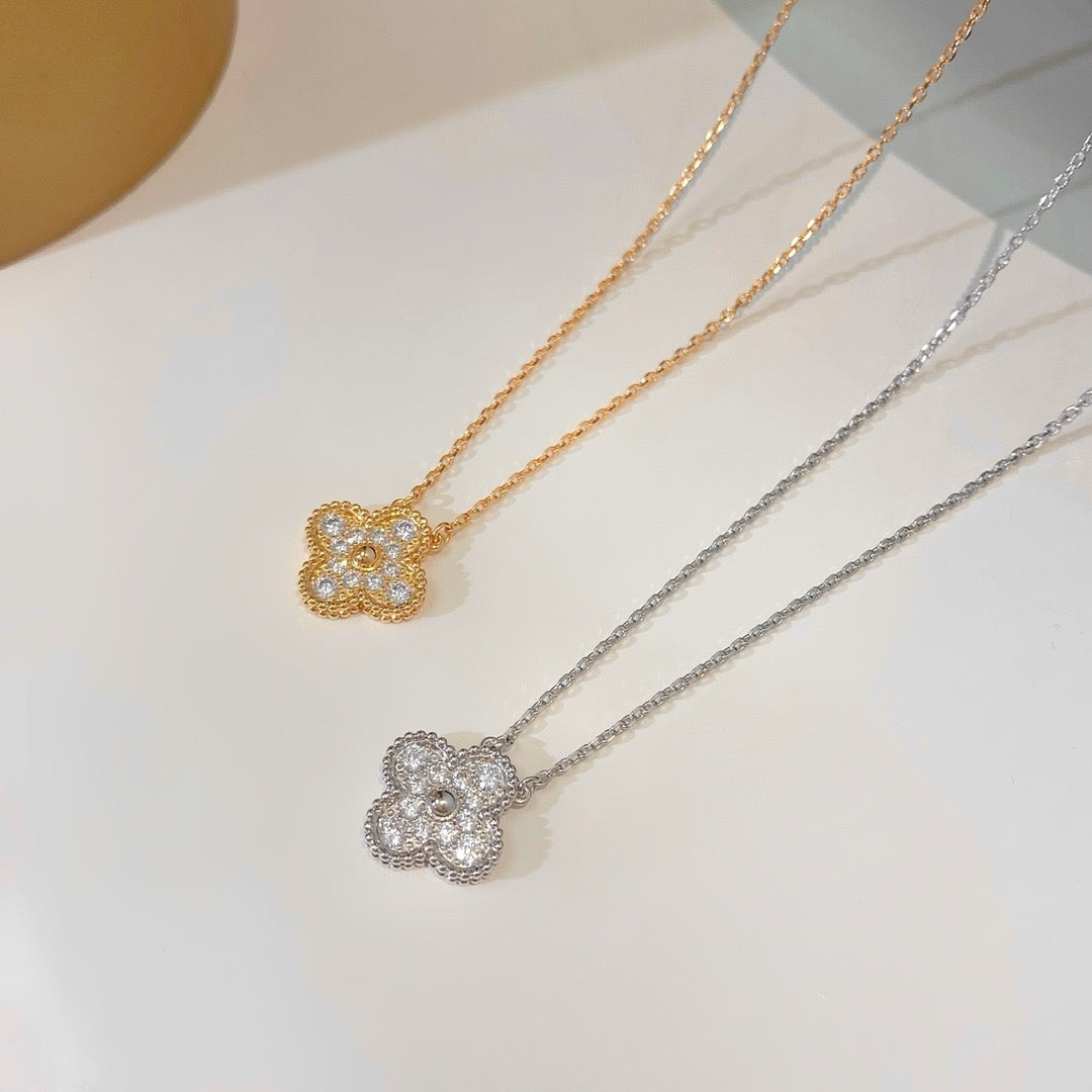[⭐DORISW] CLOVER 15MM DIAMANT-EINZELBLUMEN-HALSKETTE