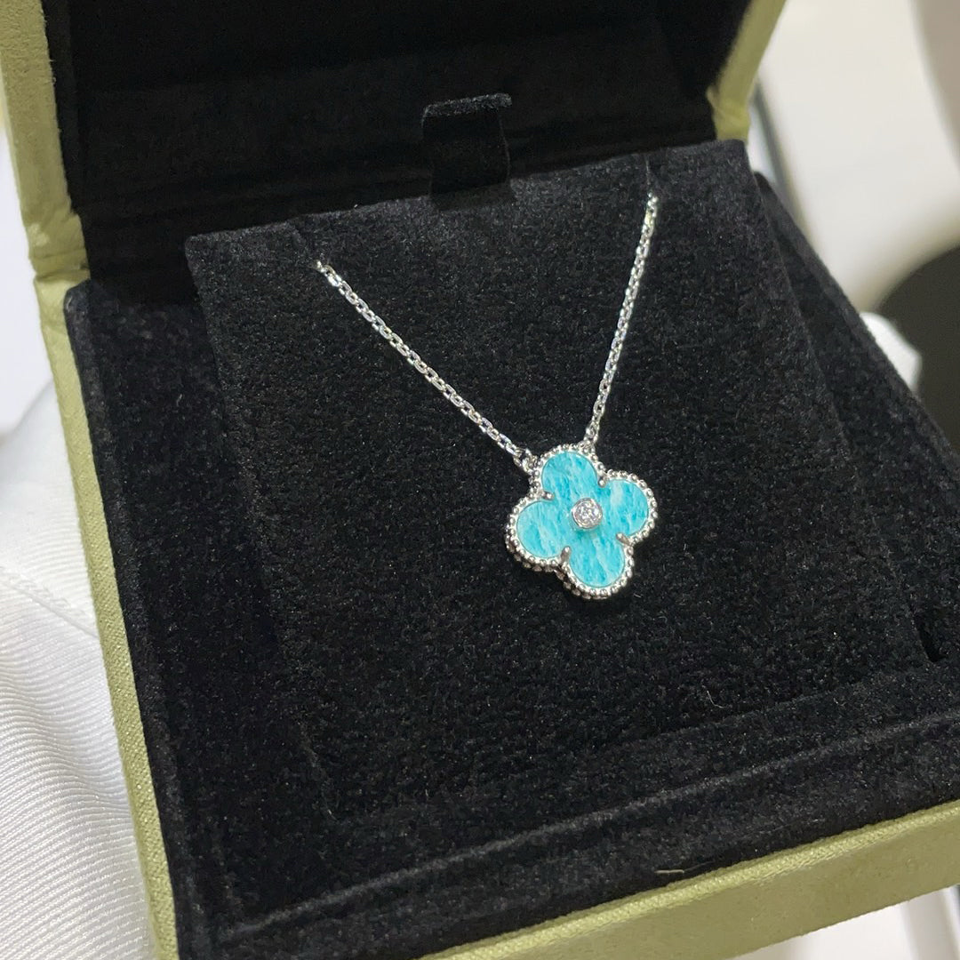 [⭐DORISW] CLOVER 15MM DIAMOND SVRES PORCELAIN  NECKLACE SILVER