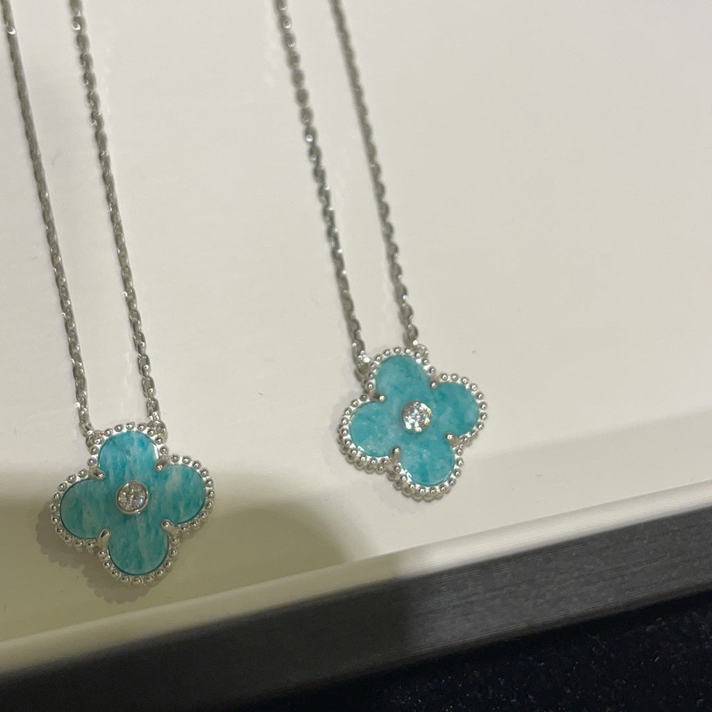 [⭐DORISW] CLOVER 15MM DIAMOND SVRES PORCELAIN  NECKLACE SILVER