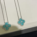 [⭐DORISW] CLOVER 15MM DIAMOND SVRES PORCELAIN  NECKLACE SILVER
