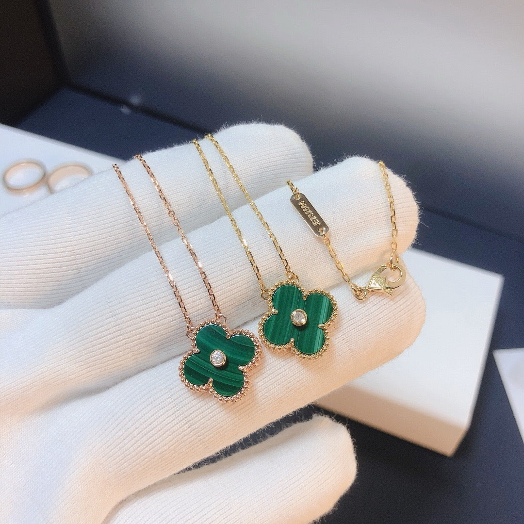 [⭐DORISW] クローバー 15MM ダイヤモンド ターコイズ ネックレス