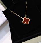 [⭐DORISW] CLOVER 15MM KARNELIAN EINZELBLÜTEN-HALSKETTE