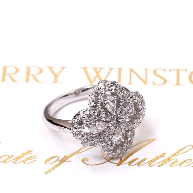 [⭐DORISW] LOOP RING FULL MOTIF DIAMOND 16MM SILVE