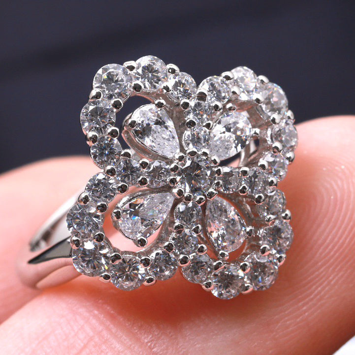 [⭐DORISW] LOOP RING FULL MOTIF DIAMOND 16MM SILVE