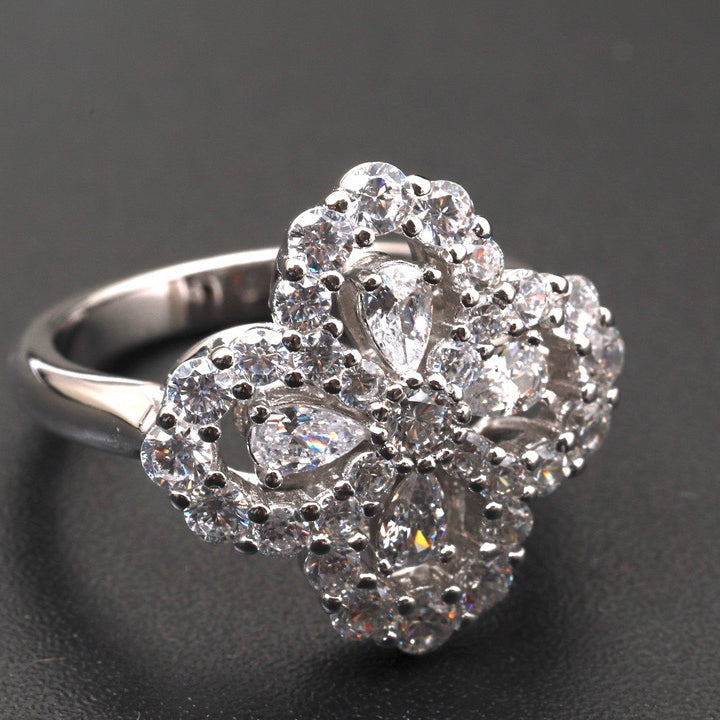 [⭐DORISW] LOOP RING FULL MOTIF DIAMOND 16MM SILVE