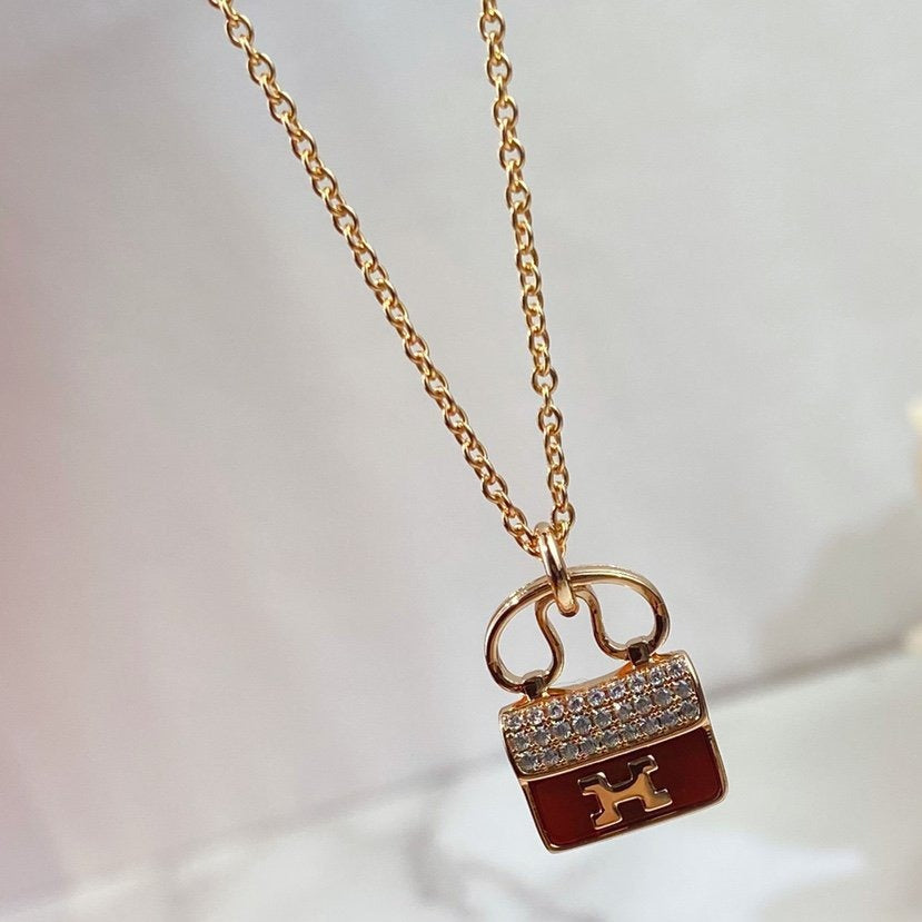 [⭐DORISW] CONSTANCE RED PEDANT PINK GOLD NECKLACE