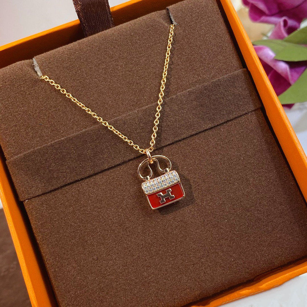 [⭐DORISW] CONSTANCE RED PEDANT PINK GOLD NECKLACE