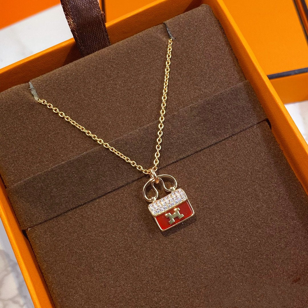 [⭐DORISW] CONSTANCE RED PEDANT PINK GOLD NECKLACE