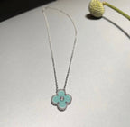 [⭐DORISW] CLOVER 1 DIAMANT HELLBLAUE SILBERHALSKETTE