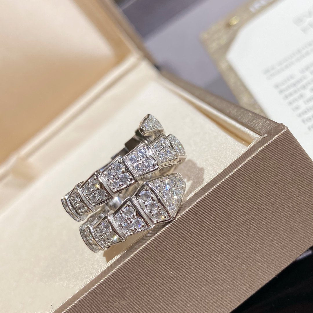 [⭐DORISW]SERPENTI DOPPELRING SILBER DIAMANTBESETZT