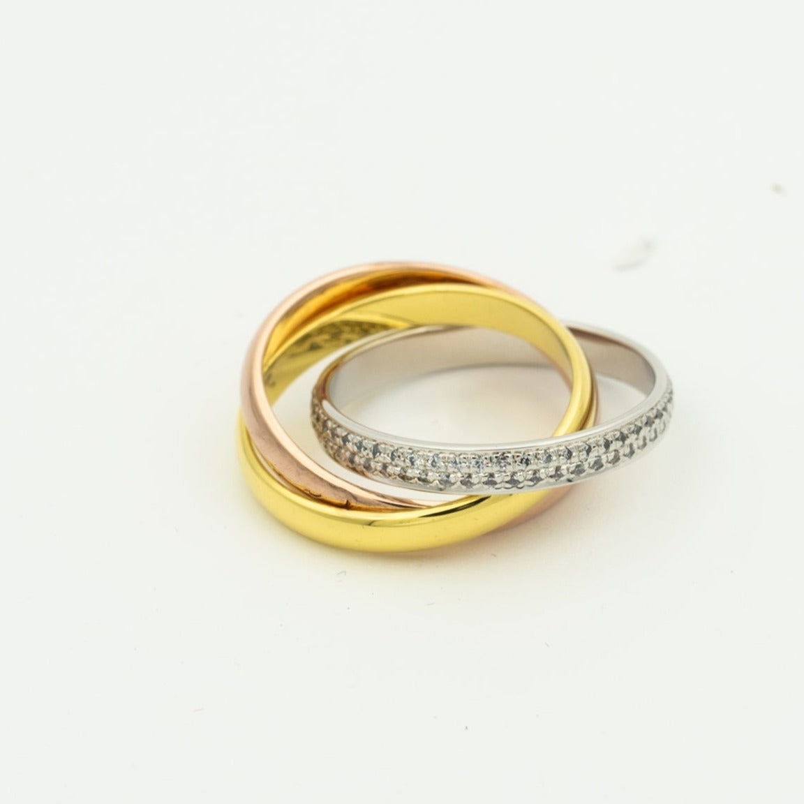 [⭐DORISW] TRINITY RING GOLD PINK GOLD SILVER DIAMONDS