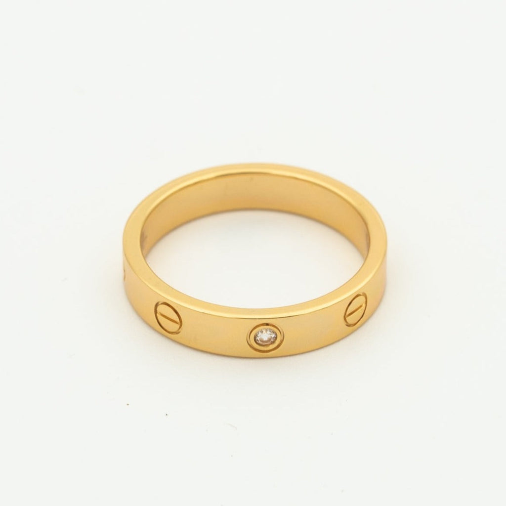 [⭐DORISW] ラブリング 4MM 1ダイヤモンド ピンクゴールド