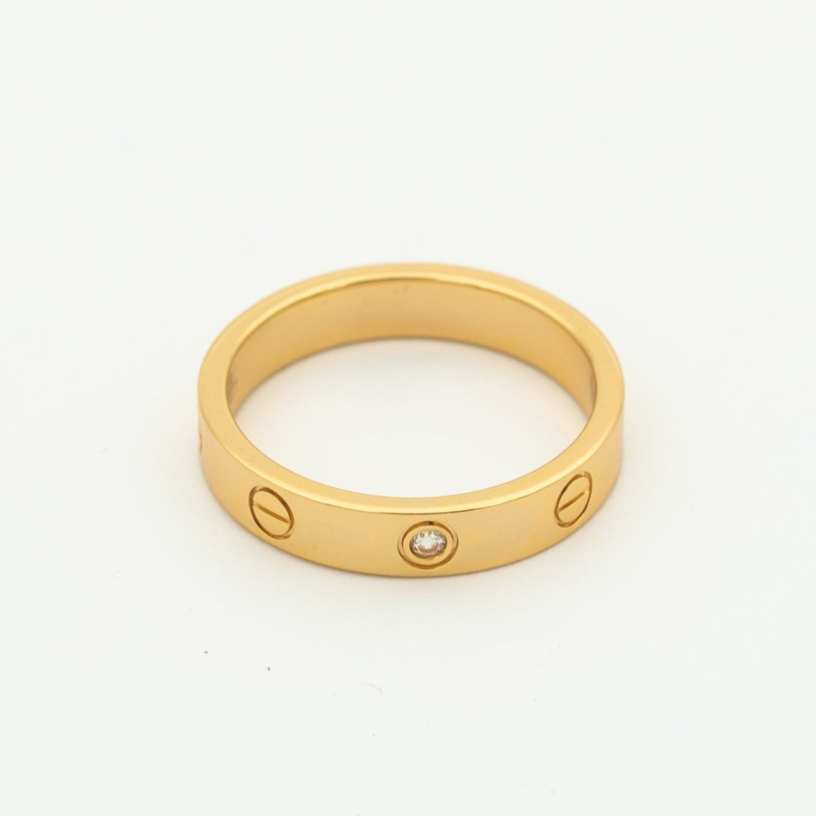 [⭐DORISW] ラブリング 4MM 1ダイヤモンド ピンクゴールド