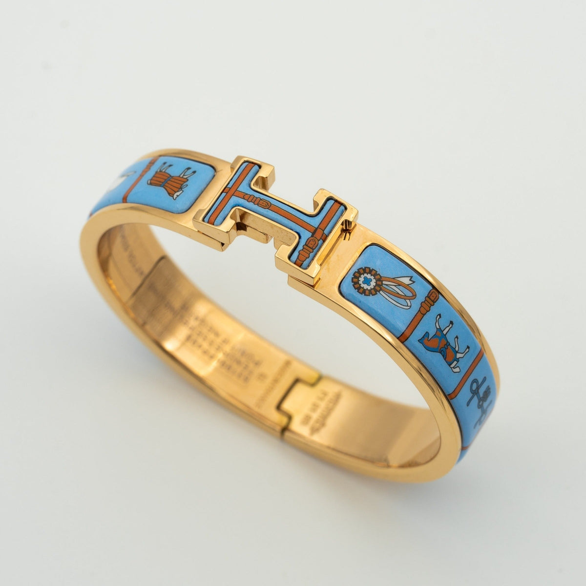[⭐DORISW] H PINK GOLD BRACELET BLUE CERAMIC
